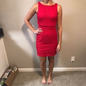 American living scalloped pink dress